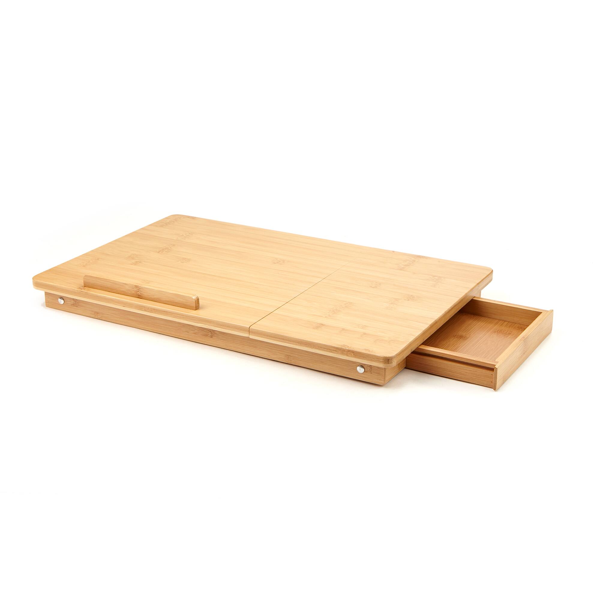 Mind Reader 21.2" Adjustable Bamboo Lap Desk Breakfast Table with Foldable Legs